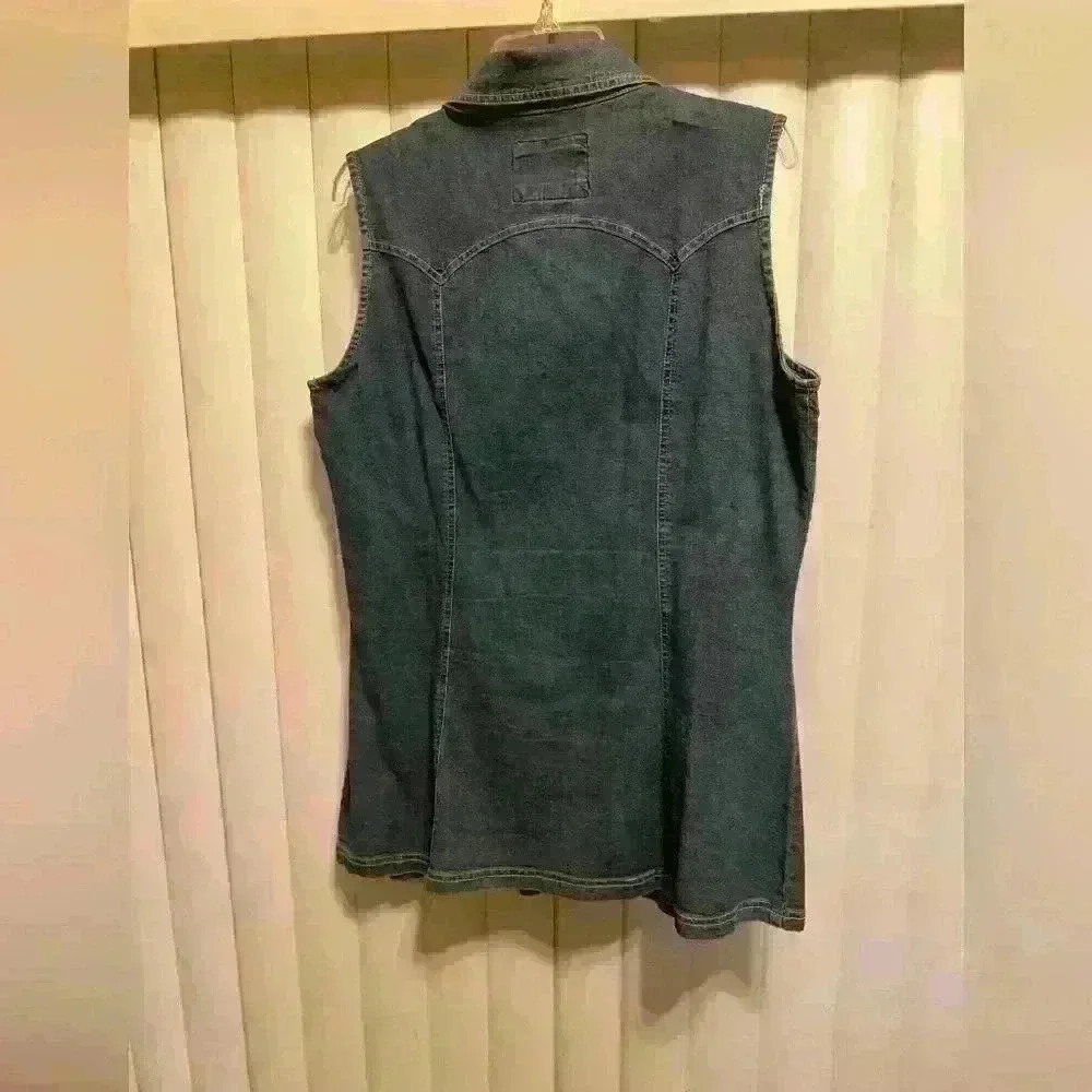 LAL Women's Denim Dress Long Shirt Size Large Sleeveless Cotton.Great condition - Picture 6 of 7